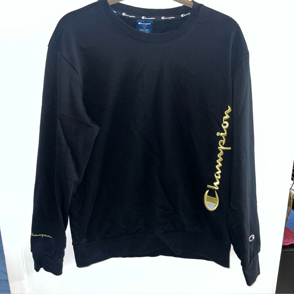 Men’s Size Large Champion Black & Gold  Limited Edition Crewneck Sweater